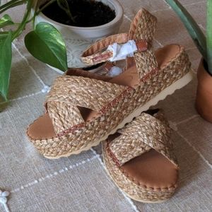 Straw platform sandals